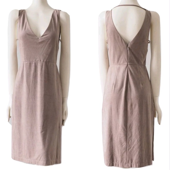 BCBGMAXAZRIA Mathilde Faux Suede Deep V Neck Dress - Picture 2 of 8